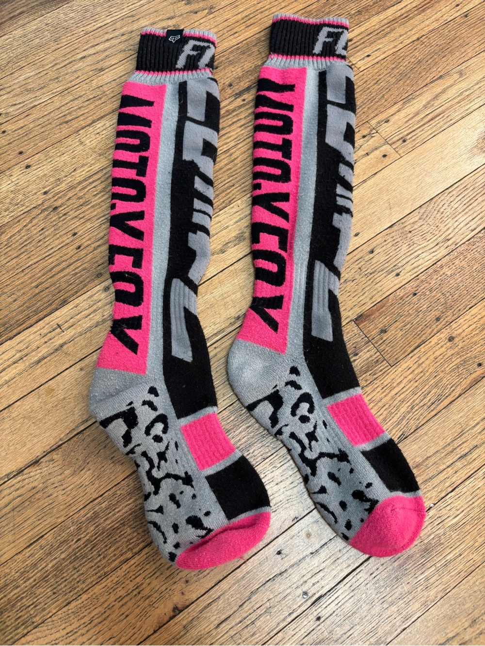 Fox Pink & Gray Motocross Knee-High Socks
